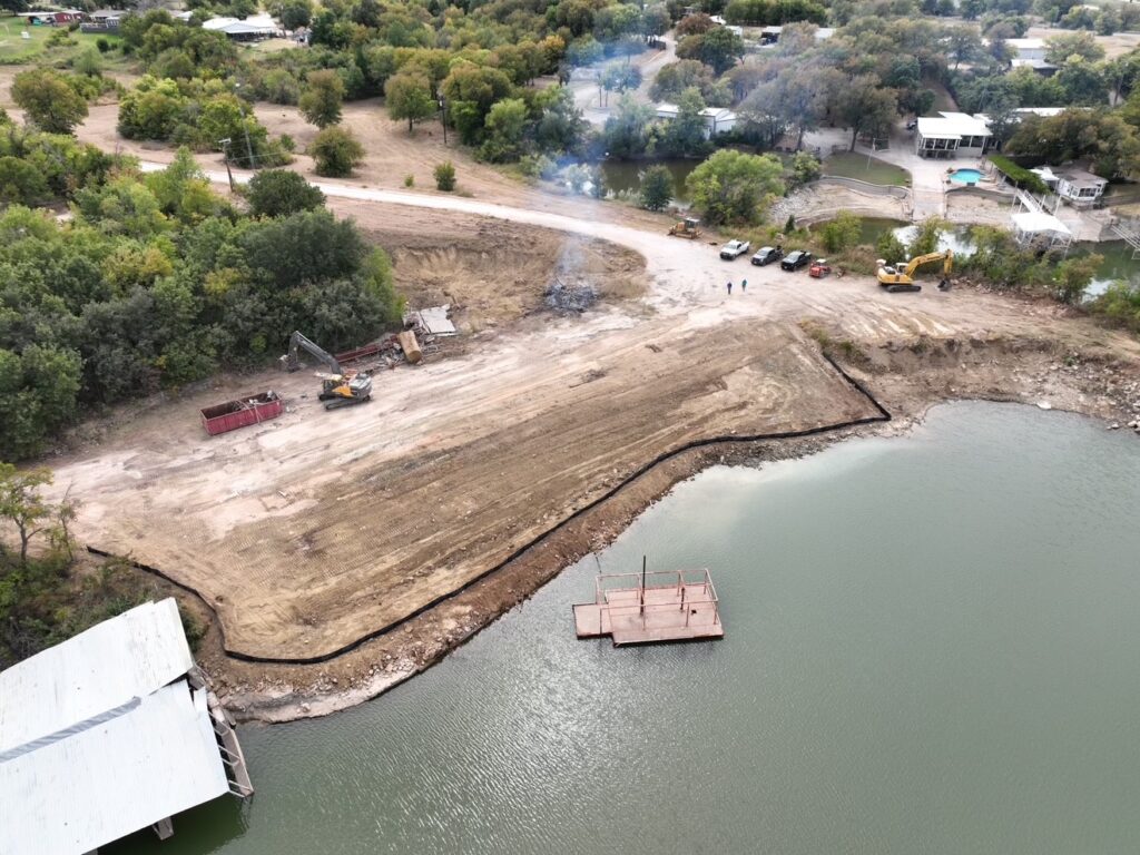 Lakeside Aerial Shot - Twin Hills Marina - Lake Bridgeport Texas - Pecan Creek Construction